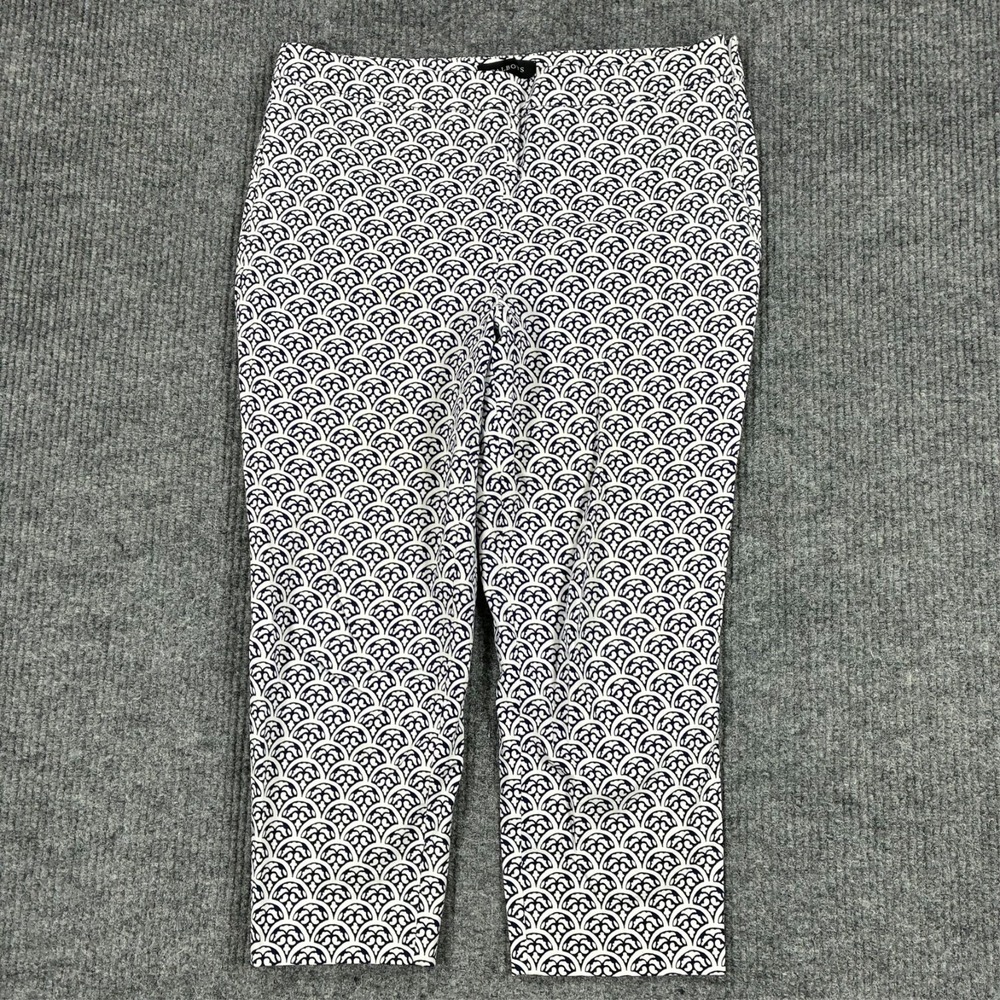 Talbots Chatham Crop Pants Womens Size 12 Black Geometric Stretch Career Office